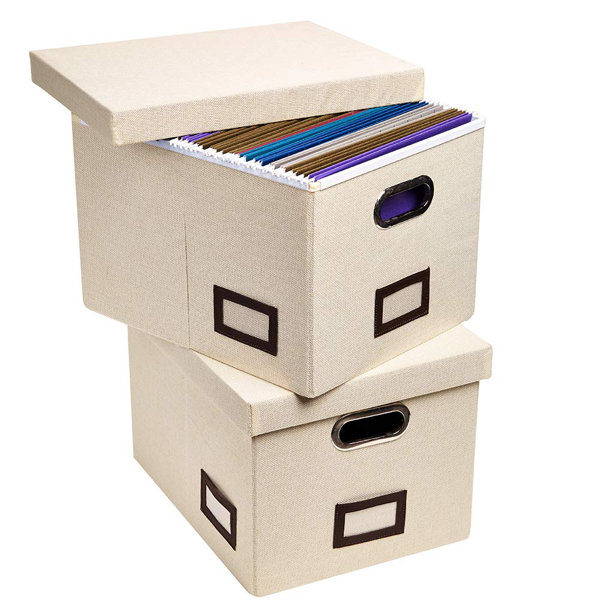 Latitude Run® Updated File Box For Hanging Files, Set Of 2, Storage Office Box With 60 Lbs